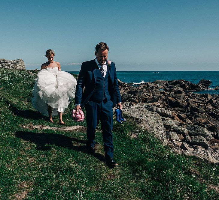 Bride in Pronovias Wedding Dress | Groom in Navy Ted Baker Suit | Isles of Scilly Wedding | Jason Mark Harris Photography