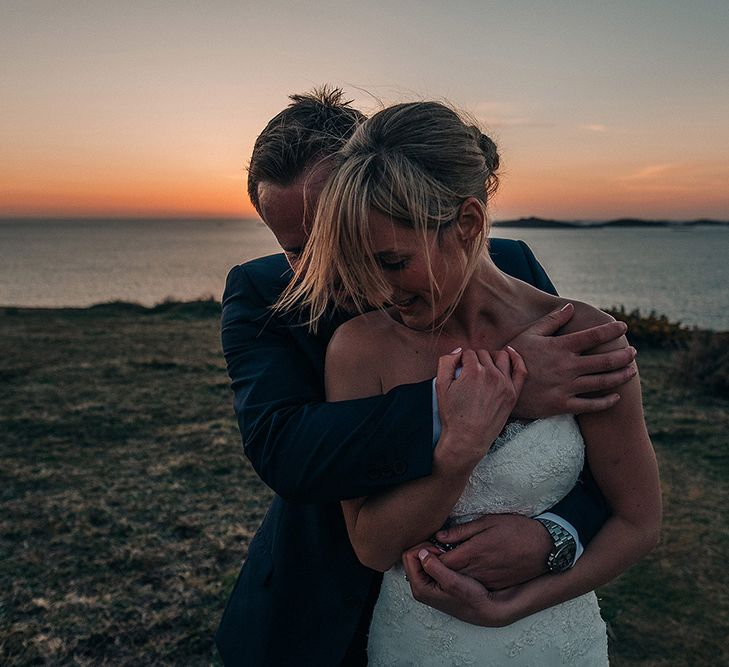 Bride in Pronovias Wedding Dress | Groom in Navy Ted Baker Suit | Isles of Scilly Wedding | Jason Mark Harris Photography