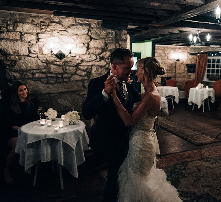 First Dance Bride in Pronovias Wedding Dress | Groom in Navy Ted Baker Suit | Isles of Scilly Wedding | Jason Mark Harris Photography