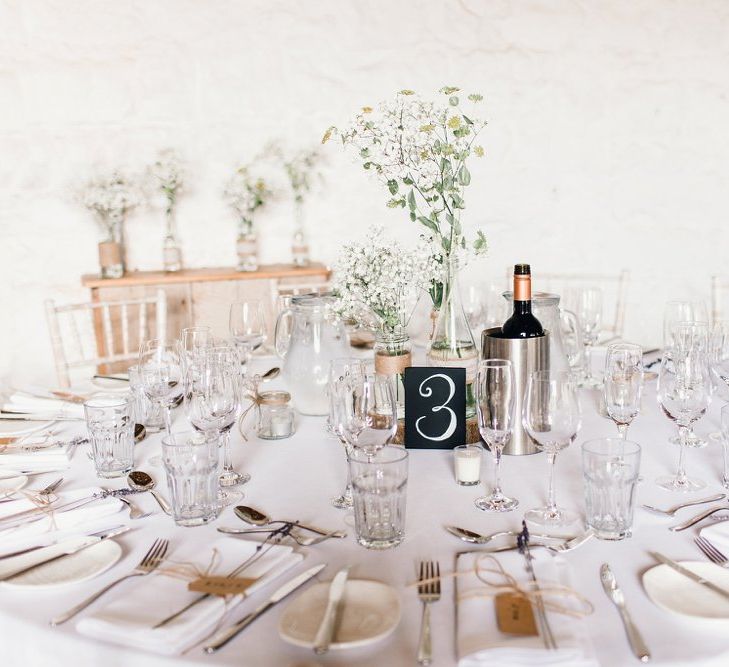 Light and Bright table decor | Askham Hall | Photography by Jessica Reeve.