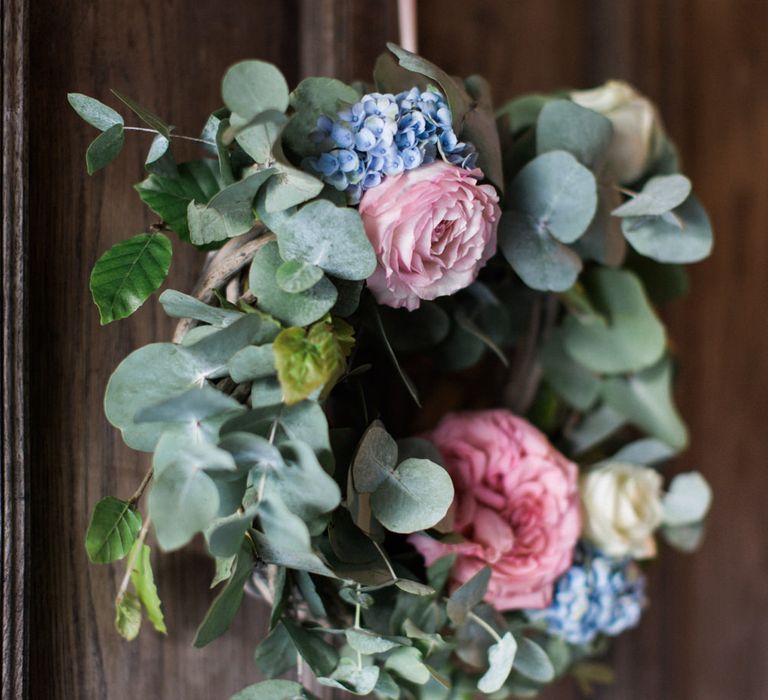 Pastel Floral Wreath Wedding Decor