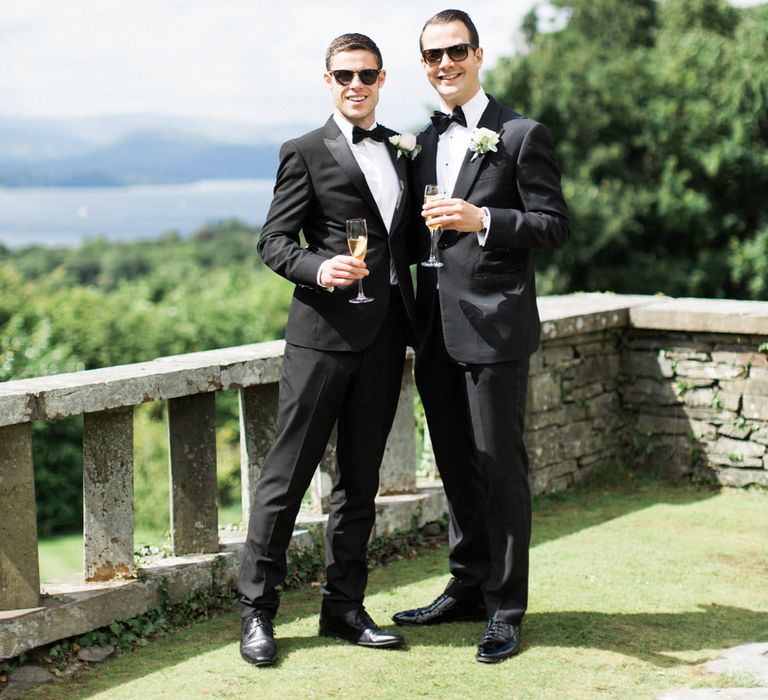 Groomsmen in Black Tie Suits