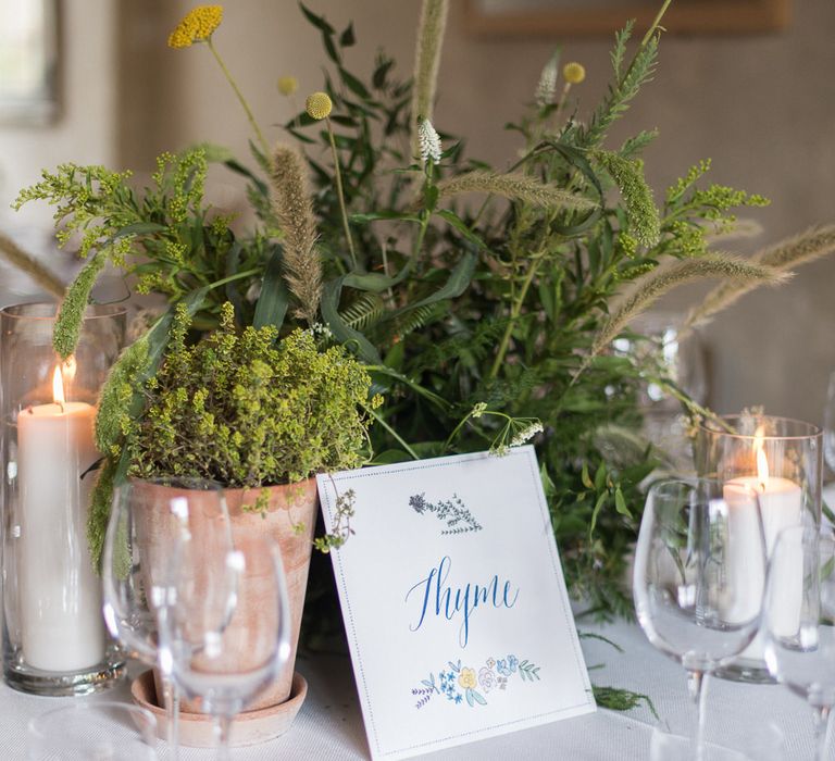 Herd Table Names & Centrepieces | Classic Green & White Outdoor Country Wedding at Voewood in Norfolk, Planned & Styled by Vanilla Rose Weddings & Events | Julie Michaelsen Photography