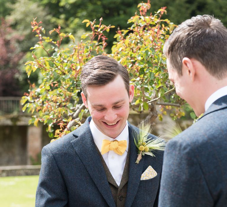 Wedding Ceremony | Grooms in Walker Slater Suits | Classic Green & White Outdoor Country Wedding at Voewood in Norfolk, Planned & Styled by Vanilla Rose Weddings & Events | Julie Michaelsen Photography