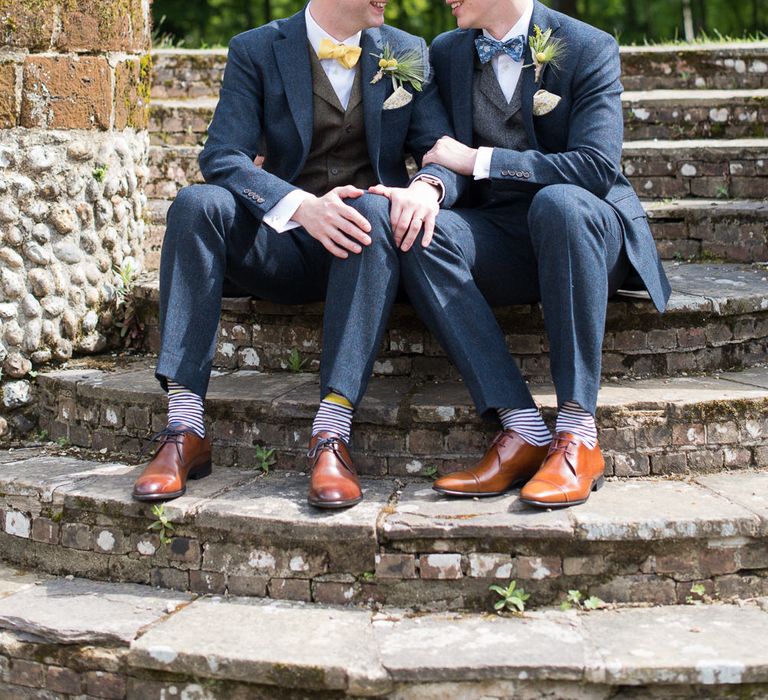 Grooms in Walker Slater Suits | Classic Green & White Outdoor Country Wedding at Voewood in Norfolk, Planned & Styled by Vanilla Rose Weddings & Events | Julie Michaelsen Photography