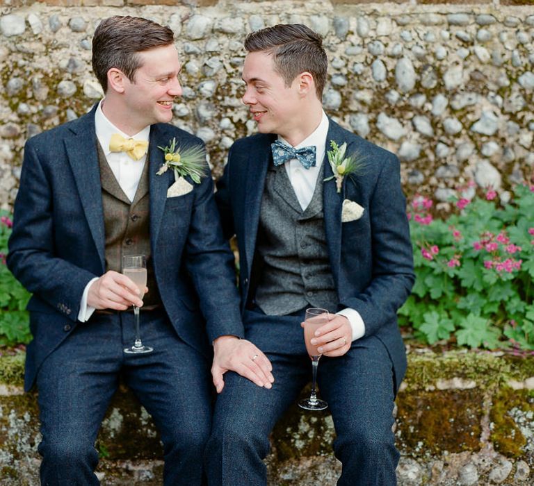 Grooms in Walker Slater Suits | Classic Green & White Outdoor Country Wedding at Voewood in Norfolk, Planned & Styled by Vanilla Rose Weddings & Events | Julie Michaelsen Photography