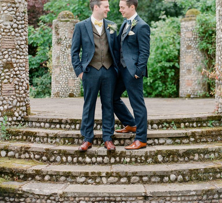 Grooms in Walker Slater Suits | Classic Green & White Outdoor Country Wedding at Voewood in Norfolk, Planned & Styled by Vanilla Rose Weddings & Events | Julie Michaelsen Photography