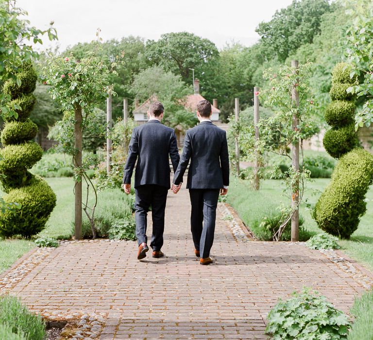 Grooms in Walker Slater Suits | Classic Green & White Outdoor Country Wedding at Voewood in Norfolk, Planned & Styled by Vanilla Rose Weddings & Events | Julie Michaelsen Photography