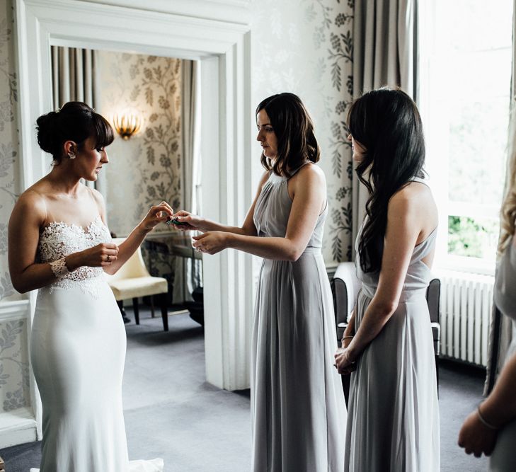 Bridesmaids in Grey Warehouse Dresses | Modern Hall London | Beatrici Photography