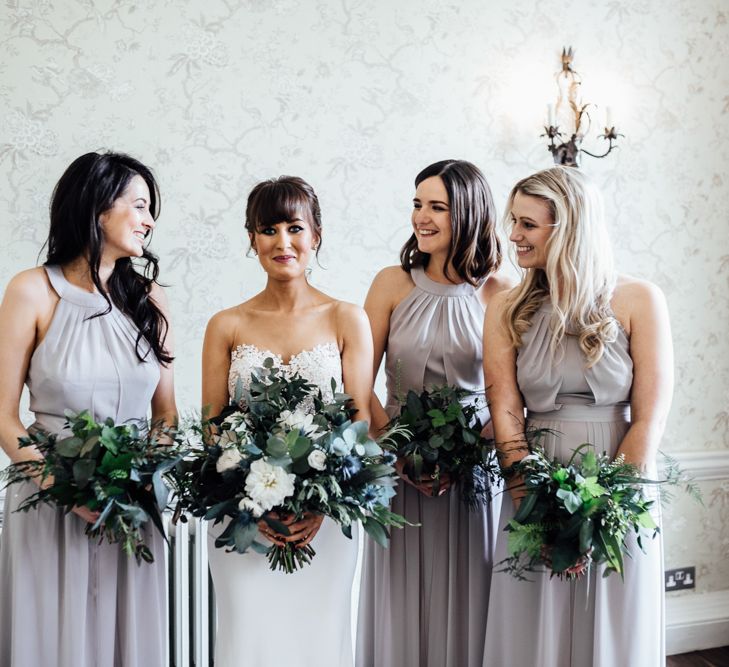 Bridesmaids in Grey Warehouse Dresses | Modern Hall London | Beatrici Photography