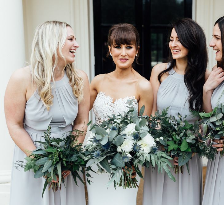 Bridesmaids in Grey Warehouse Dresses | Modern Hall London | Beatrici Photography