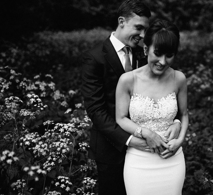 Bride in Illusion Back Martina Liana Bridal Gown | Groom in Gieves & Hawkes Suit | Modern Hall London | Beatrici Photography