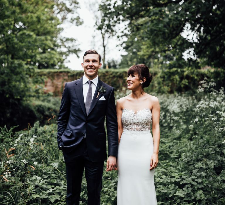 Bride in Illusion Back Martina Liana Bridal Gown | Groom in Gieves & Hawkes Suit | Modern Hall London | Beatrici Photography