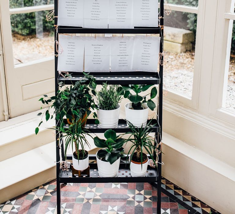 Planter Table Plan | Stylish White, Greenery & Copper Wedding at Morden Hall in London | Beatrici Photography