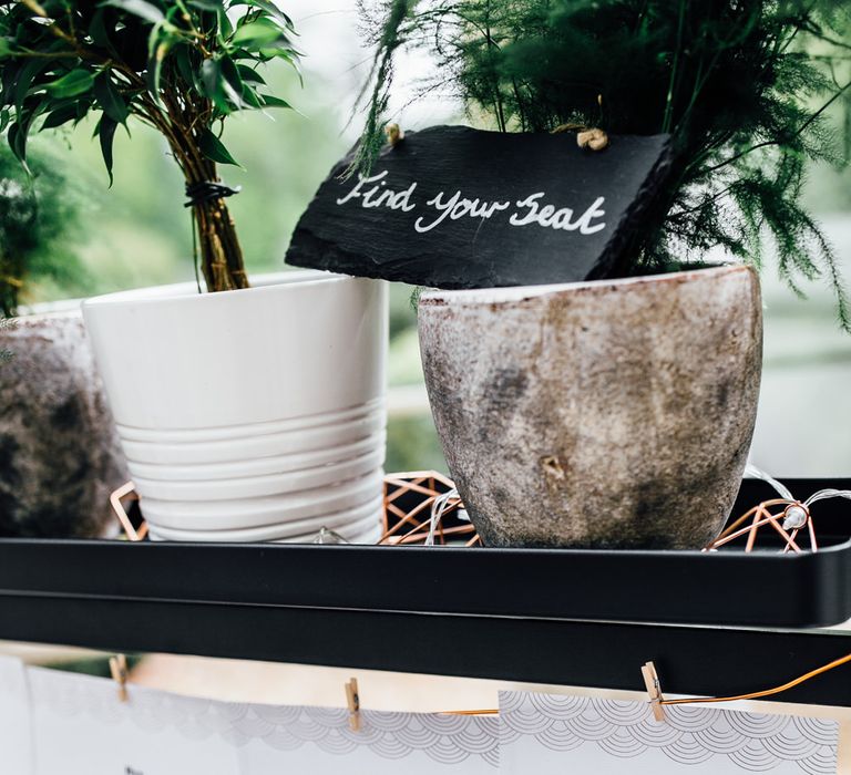 Planter Table Plan | Stylish White, Greenery & Copper Wedding at Morden Hall in London | Beatrici Photography