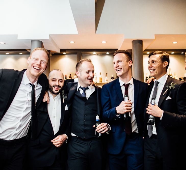 Groomsmen in Gieves & Hawkes Suits | Modern Hall London | Beatrici Photography