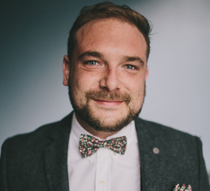 Groom in Marc Darcy Suit & Liberty Print Bow Tie | Steven Haddock Photography