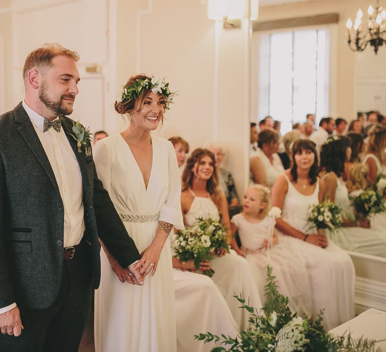 Wedding Ceremony | Bride & Groom | Elizabeth Dye Bridal Gown | Marc Darcy Suit | Steven Haddock Photography