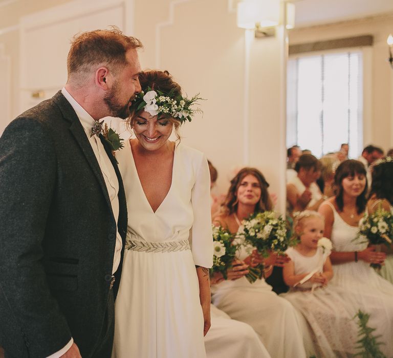 Wedding Ceremony | Bride & Groom | Elizabeth Dye Bridal Gown | Marc Darcy Suit | Steven Haddock Photography