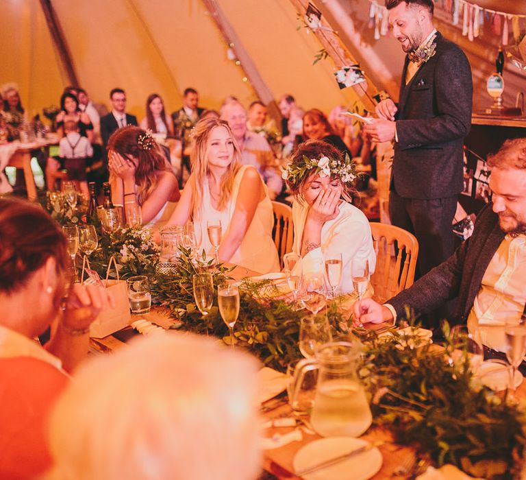 Speeches | Rustic Tipi Wedding Reception | Steven Haddock Photography