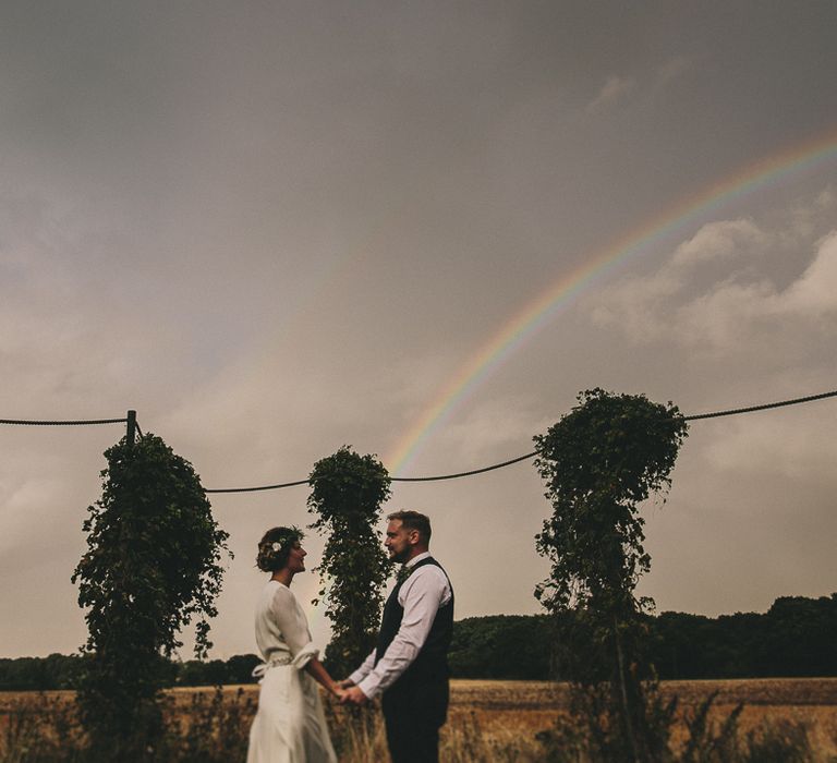 Rainbow | Bride & Groom | Elizabeth Dye Bridal Gown | Marc Darcy Suit | Steven Haddock Photography