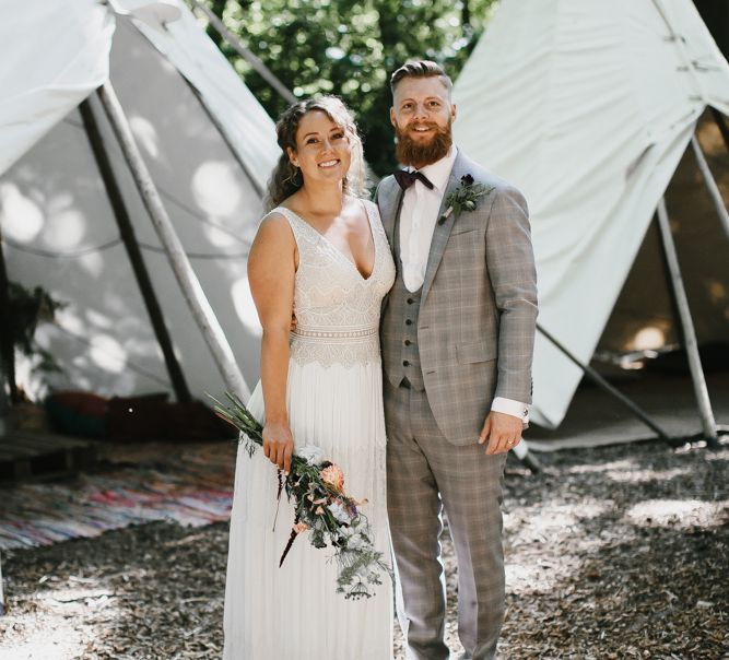 Outdoor Wedding UK At Woodland Weddings With Bridesmaids In Blush Pink TH&TH Dresses With Images From Chris Barber Photography