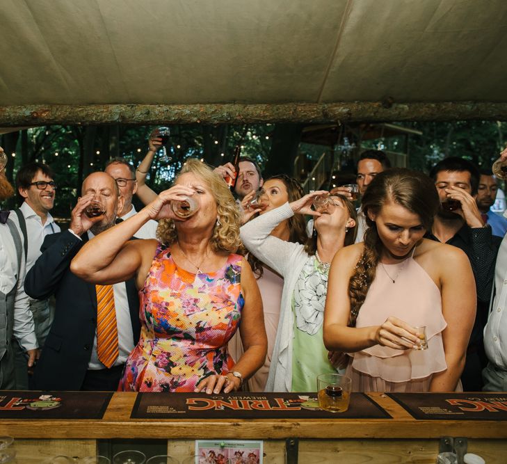 Outdoor Wedding UK At Woodland Weddings With Bridesmaids In Blush Pink TH&TH Dresses With Images From Chris Barber Photography