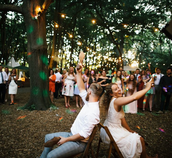 Outdoor Wedding UK At Woodland Weddings With Bridesmaids In Blush Pink TH&TH Dresses With Images From Chris Barber Photography