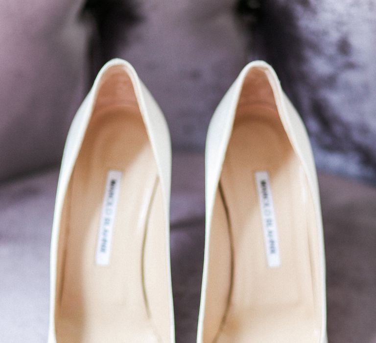 Ivory Manolo Blahnik Hangisi Pumps | Elegant Hampton Manor Wedding with Floral Decor | Xander & Thea Fine Art Wedding Photography