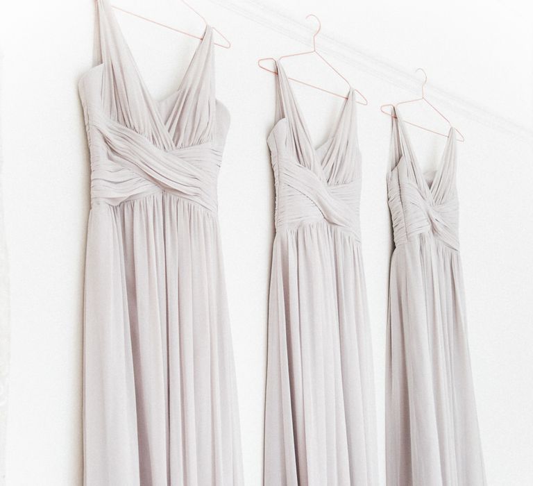 Grey Chiffon Dessy Bridesmaid Dresses | Elegant Hampton Manor Wedding with Floral Decor | Xander & Thea Fine Art Wedding Photography