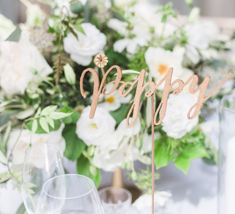 Floral Centrepiece | Church Wedding Ceremony | Bride in Hermia Jenny Packham Gown | Elegant Hampton Manor Wedding with Floral Decor | Xander & Thea Fine Art Wedding Photography