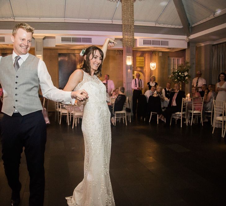 First Dance | Bride in Jenny Packham | Groom in Navy Reiss Suit | Elegant Hampton Manor Wedding with Floral Decor | Xander & Thea Fine Art Wedding Photography