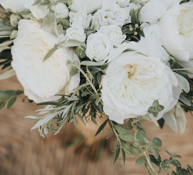 Pure White Bridal Bouquet | Outdoor Pastel Destination Wedding at Agreco in Greece | Best Moments Wedding Planner | Paulina Weddings Photography