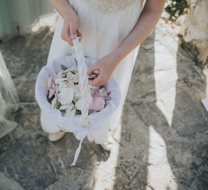 Confetti Basket | Outdoor Pastel Destination Wedding at Agreco in Greece | Best Moments Wedding Planner | Paulina Weddings Photography