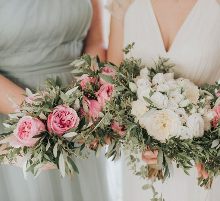 White & Pink Bouquets | Outdoor Pastel Destination Wedding at Agreco in Greece | Best Moments Wedding Planner | Paulina Weddings Photography