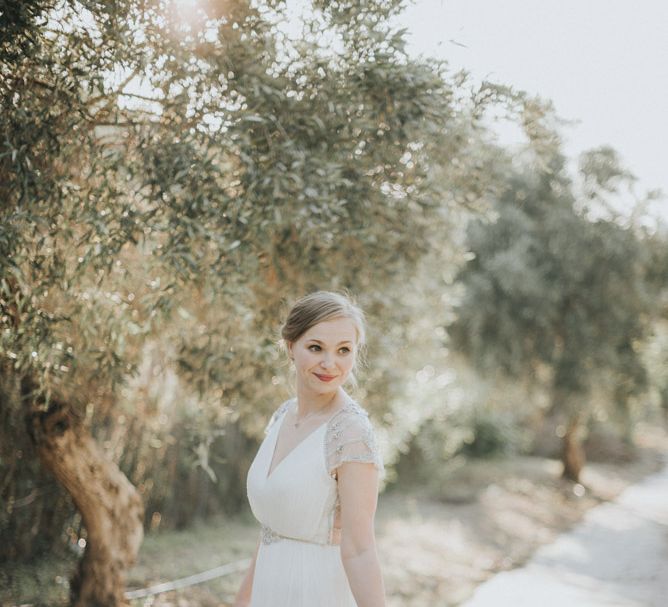 Bride in Catherine Deane Gown | Outdoor Pastel Destination Wedding at Agreco in Greece | Best Moments Wedding Planner | Paulina Weddings Photography