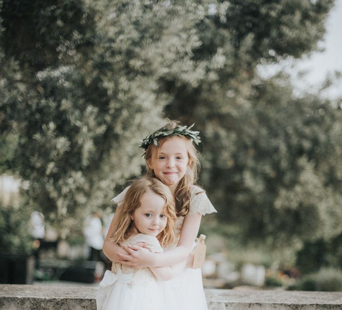 Flower Girls in Monsoon Dresses | Outdoor Pastel Destination Wedding at Agreco in Greece | Best Moments Wedding Planner | Paulina Weddings Photography