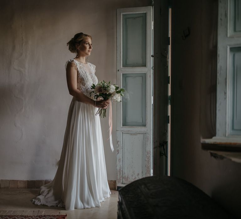 Bride in Celestina Agostino Wedding Dress | Beldi Hotel, Marrakech Destination Wedding | Lifestories Wedding Photography