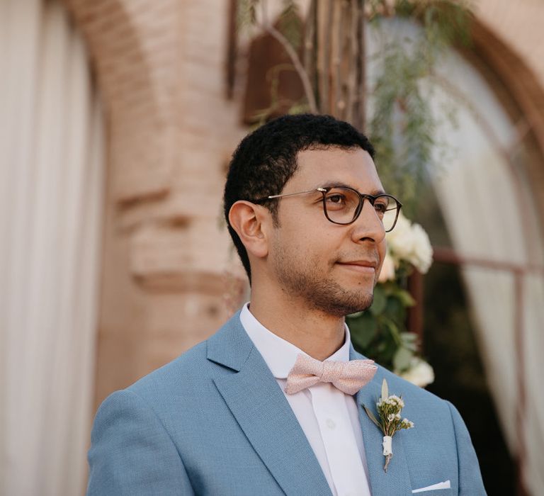 Groom in Light Blue Suit | Beldi Hotel, Marrakech Destination Wedding | Lifestories Wedding Photography