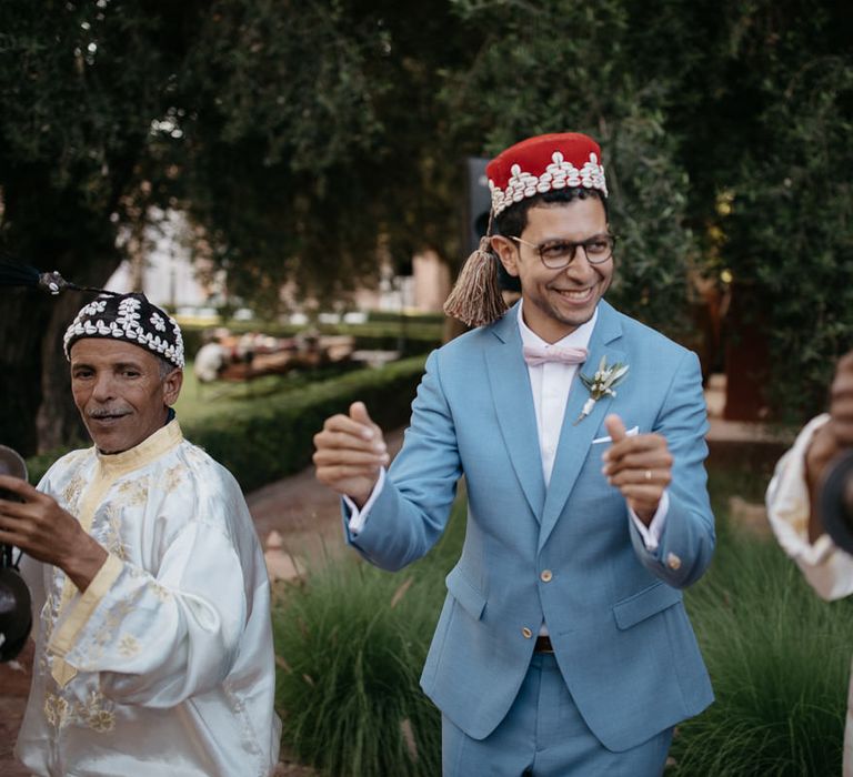 Groom in Light Blue Suit | Beldi Hotel, Marrakech Destination Wedding | Lifestories Wedding Photography