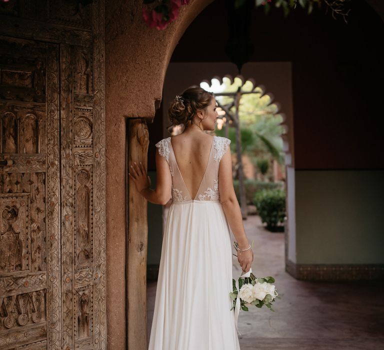 Bride in Celestina Agostino Wedding Dress | Beldi Hotel, Marrakech Destination Wedding | Lifestories Wedding Photography