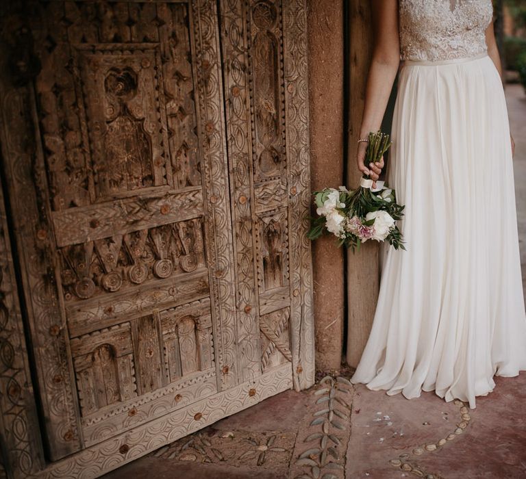 Bride in Celestina Agostino Wedding Dress | Beldi Hotel, Marrakech Destination Wedding | Lifestories Wedding Photography