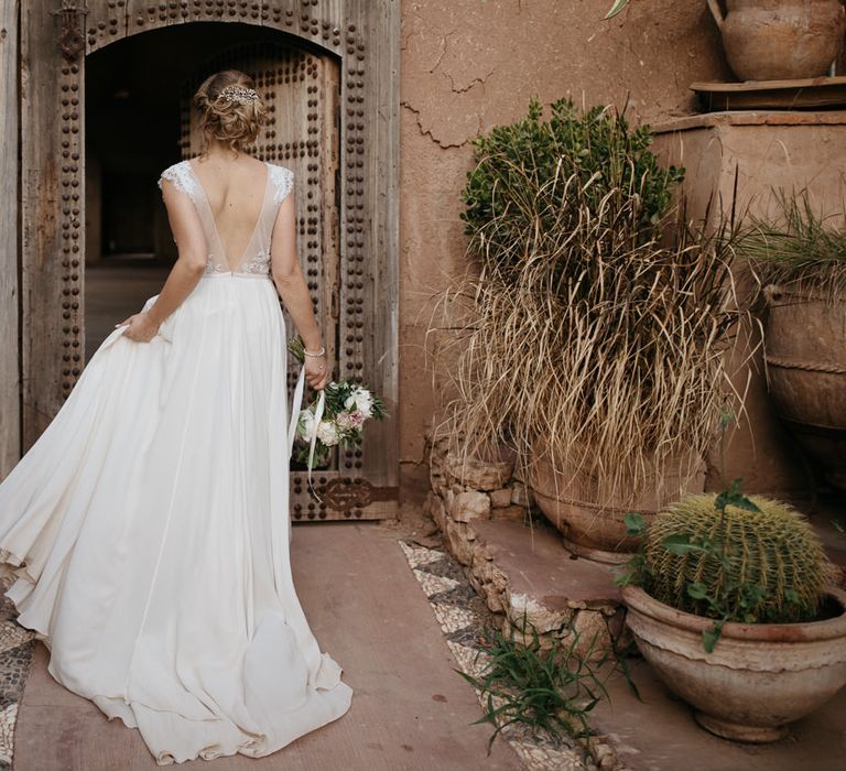 Bride in Celestina Agostino Wedding Dress | Beldi Hotel, Marrakech Destination Wedding | Lifestories Wedding Photography