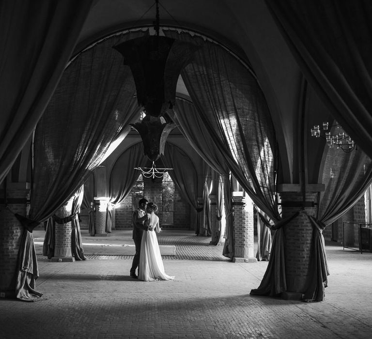 Bride in Celestina Agostino Wedding Dress | Groom in Light Blue Suit | Beldi Hotel, Marrakech Destination Wedding | Lifestories Wedding Photography