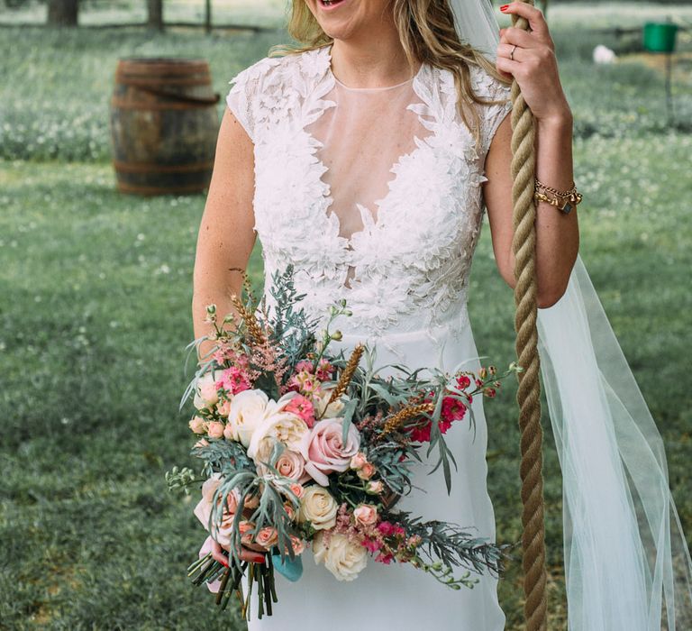 Bride in Ivy & Aster Bridal Gown | Rustic Wedding at Yoghurt Rooms in Sussex | Louise Griffin Photography