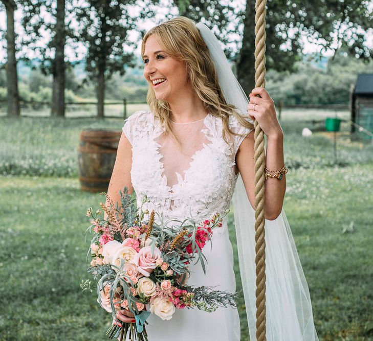 Bride in Ivy & Aster Bridal Gown | Rustic Wedding at Yoghurt Rooms in Sussex | Louise Griffin Photography