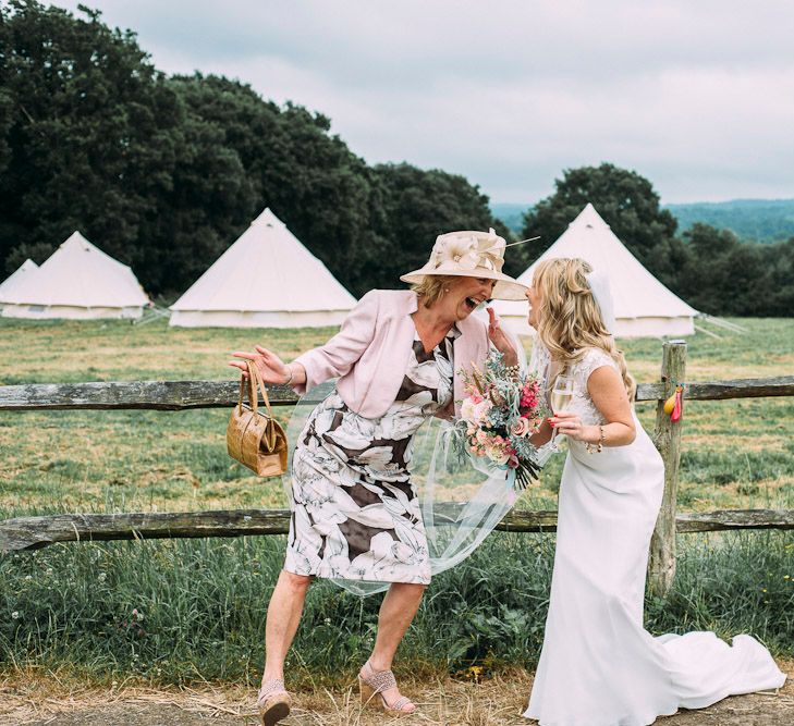 Bride in Ivy & Aster Bridal Gown | Rustic Wedding at Yoghurt Rooms in Sussex | Louise Griffin Photography