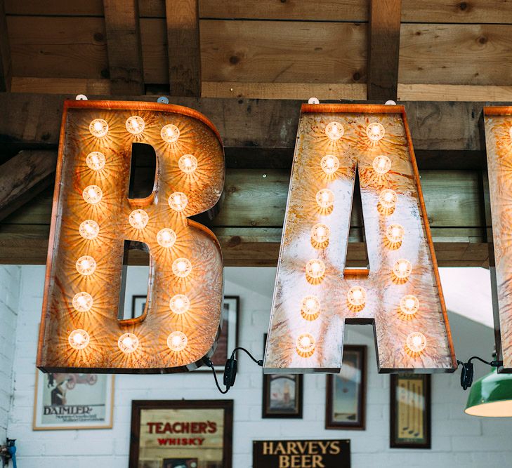 Bar Sign | Rustic Wedding at Yoghurt Rooms in Sussex | Louise Griffin Photography