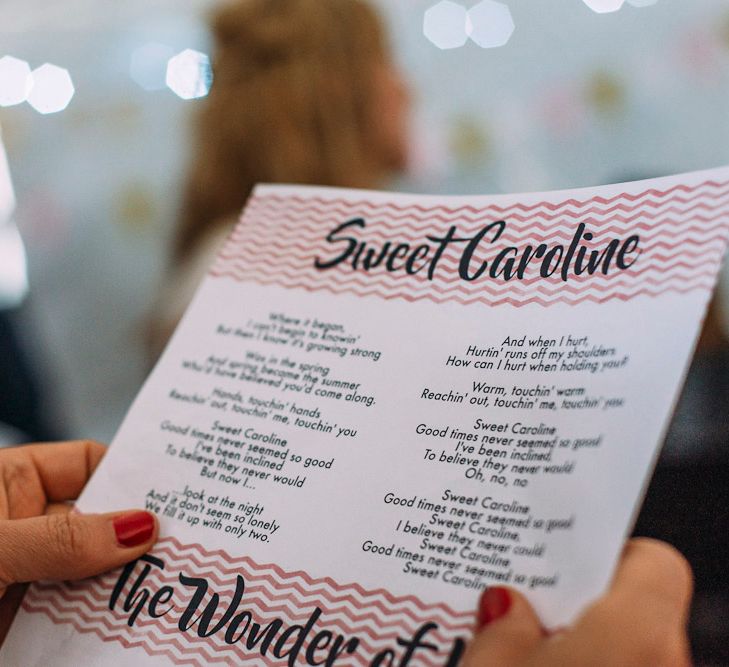 Chevron Wedding Stationery Song Sheets | Rustic Wedding at Yoghurt Rooms in Sussex | Louise Griffin Photography