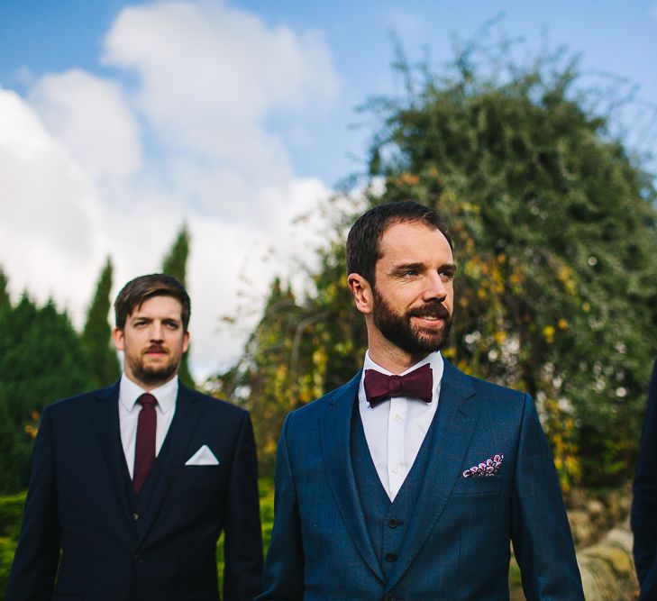 Groom in Bespoke Michelsberg Tailoring Suit & Bow Tie | S6 Photography